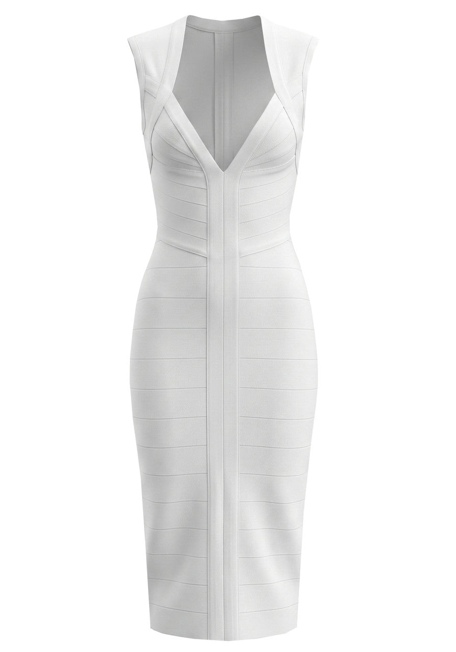 Sweetheart Neckline Midi Dress White