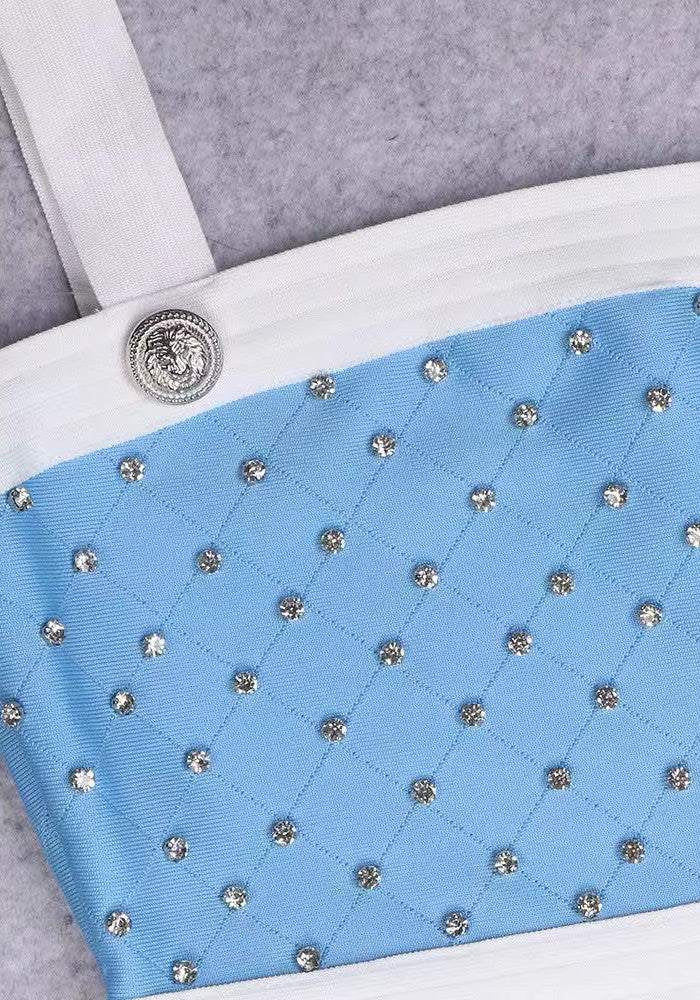 Crystal Embellished Dress Blue White