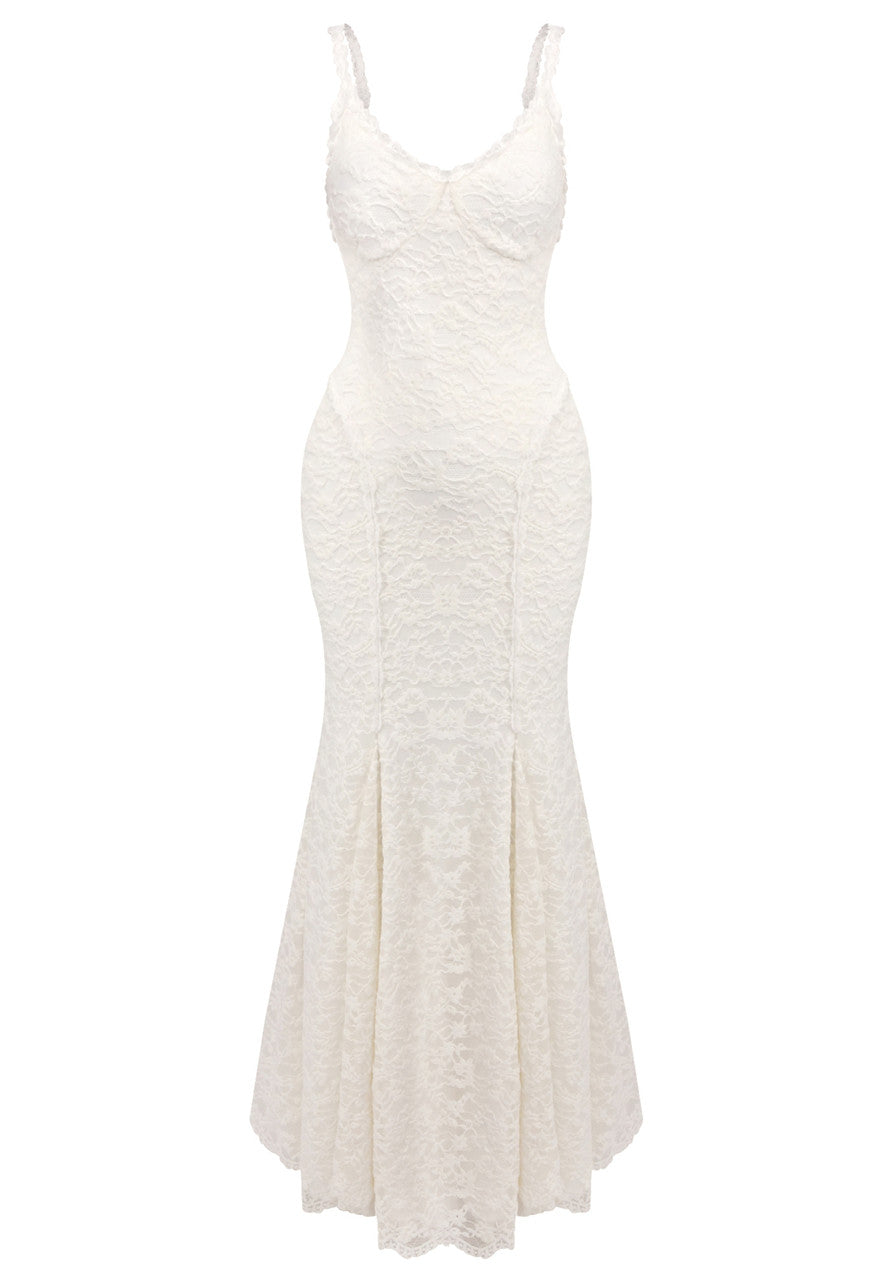 Strappy Lace Maxi Dress Ivory
