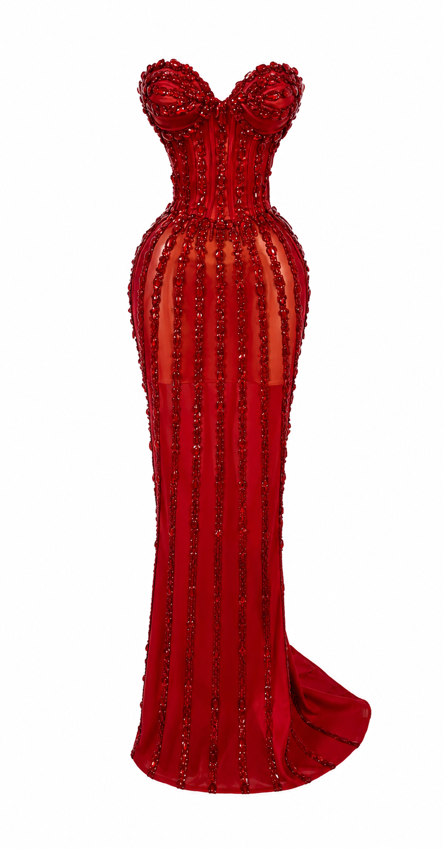 Strapless Mesh See Through Long Dress