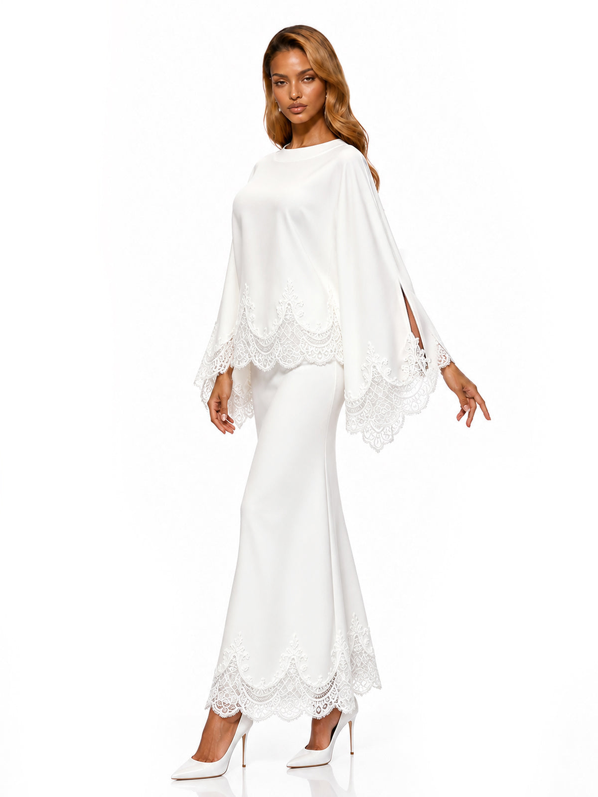 Ivory Lace Elegance Skirt Set