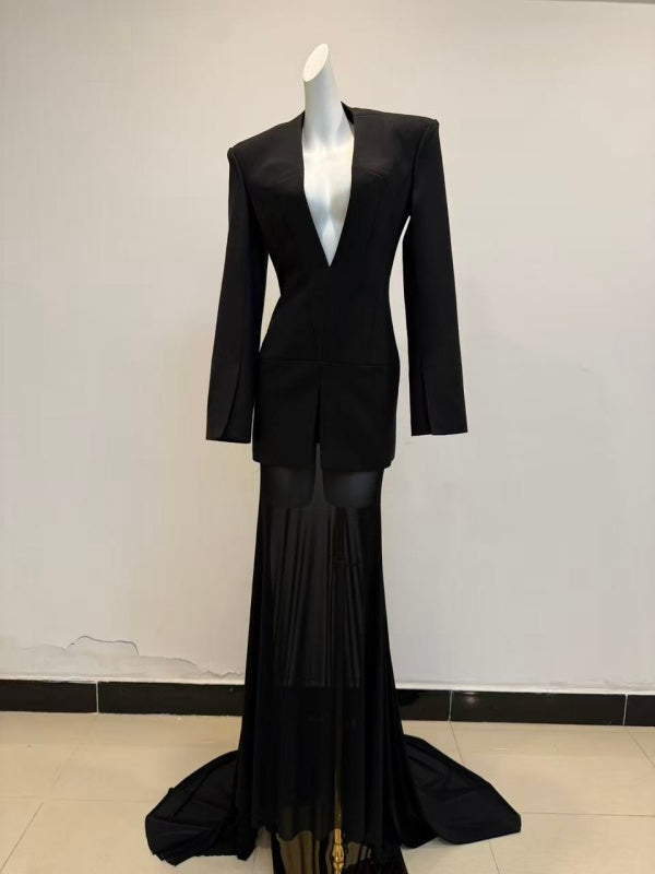 Noir Sculpted Hourglass Blazer set