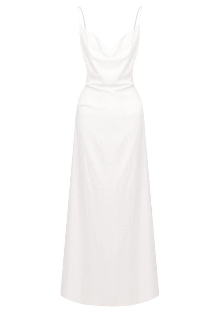 Backless A Line Maxi Dress White