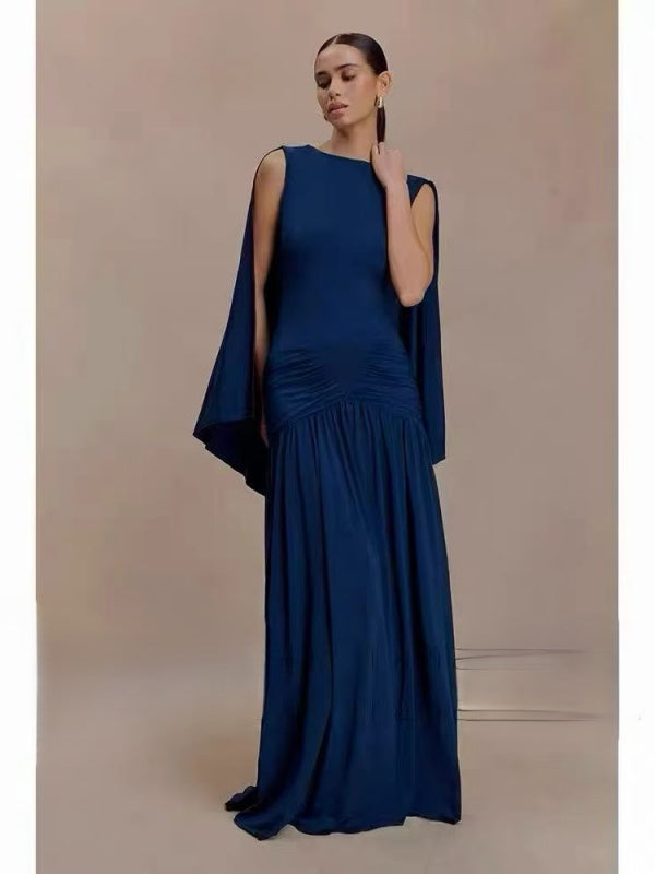 Navy Cape Maxi Dress