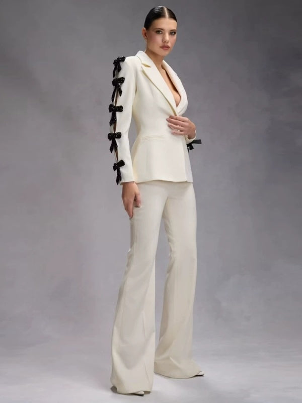 Ivory Bow-Detail Pantsuit