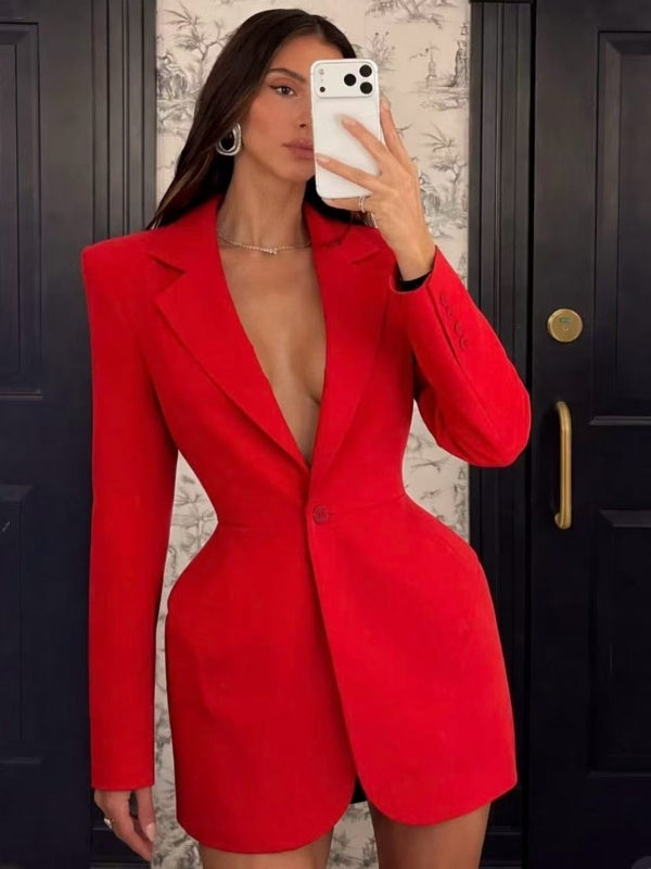 Red Tailored Blazer Mini Dress