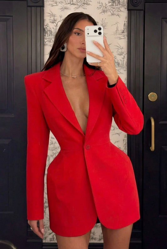 Red Tailored Blazer Mini Dress