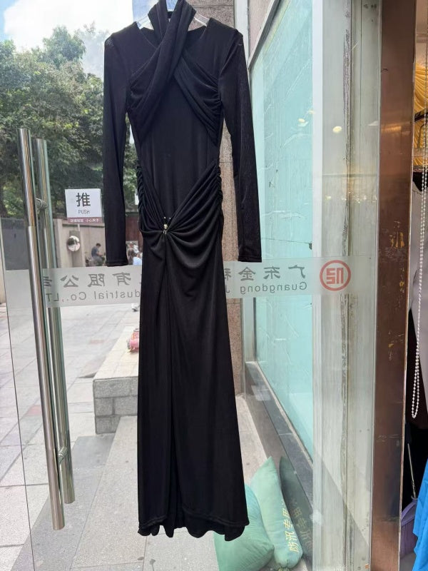 Chocolate Twist Front Slit Maxi Dress