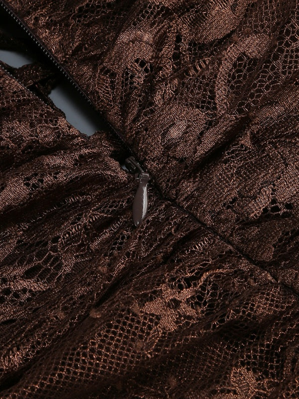 Chocolate Strapless Lace Maxi Dress