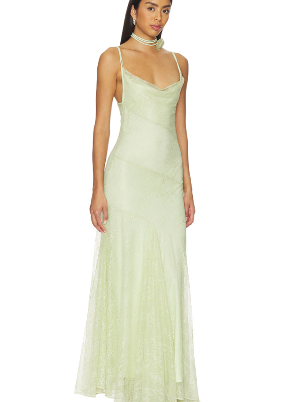Mint Lace Spaghetti-Strap Maxi Dress