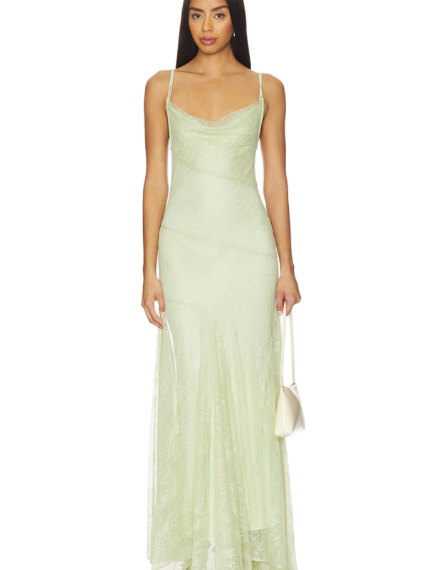 Mint Lace Spaghetti-Strap Maxi Dress