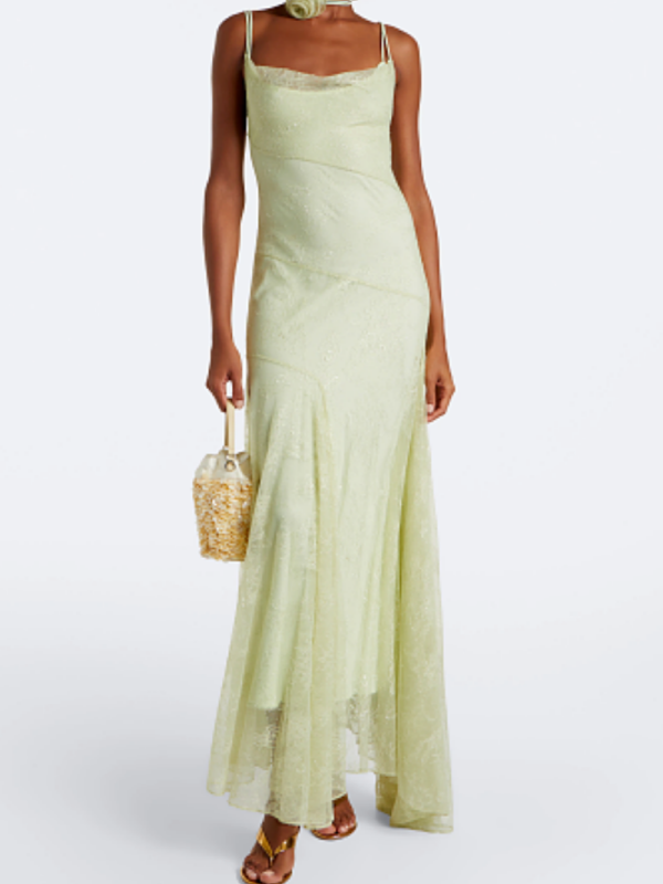 Mint Lace Spaghetti-Strap Maxi Dress