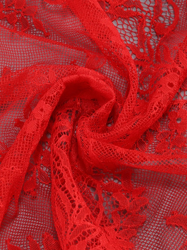 Red Halter Lace Tiered Maxi Dress
