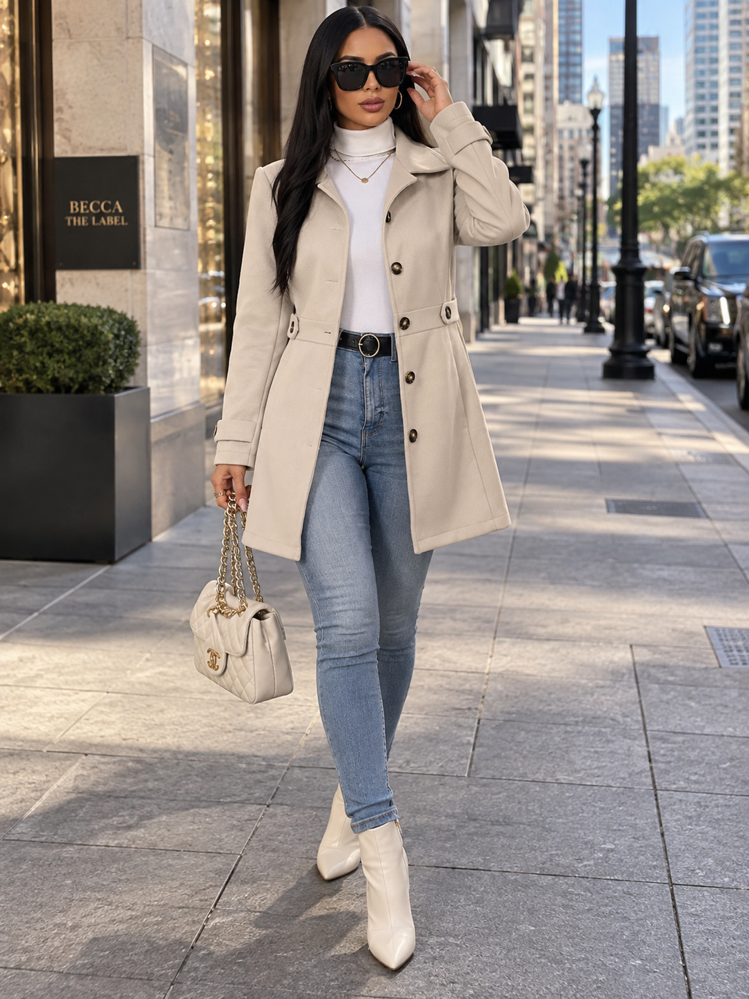 Single-Breasted Long Sleeve Coat
