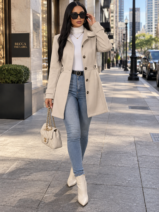 Single-Breasted Long Sleeve Coat