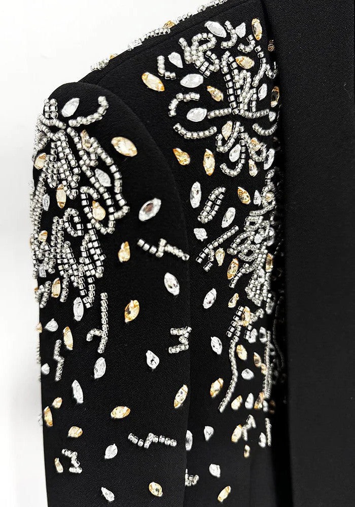 Crystal Embellished Suit Black