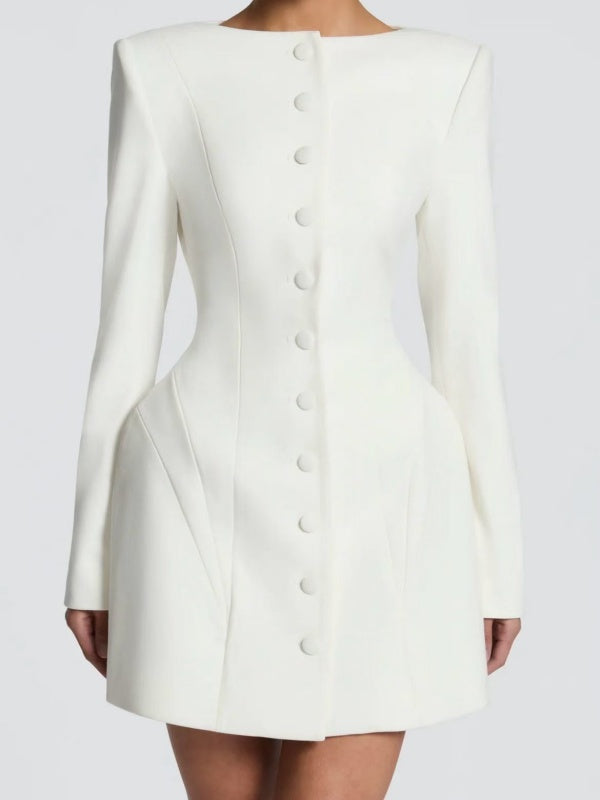 Ivory Sculpted Elegance Blazer Mini Dress