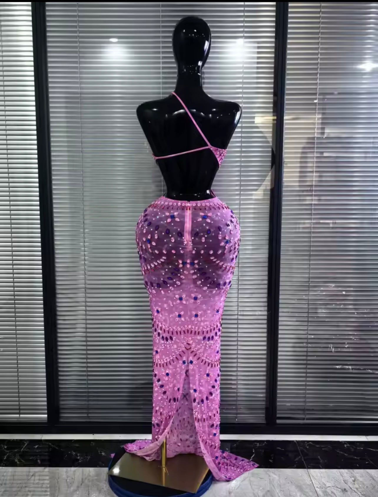 Halter Backless Mesh See Through Bodycon Floor-length Mermaid Dress
