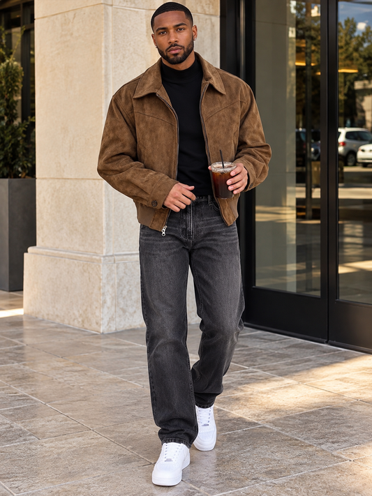Men's Plus Size Zip Up Long Sleeve Jacket