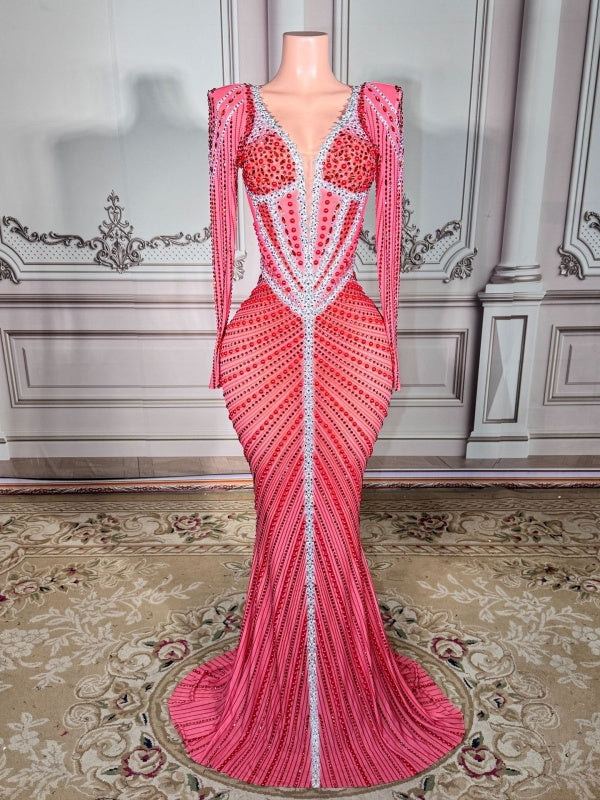 Rosé Radiance Crystal Gown