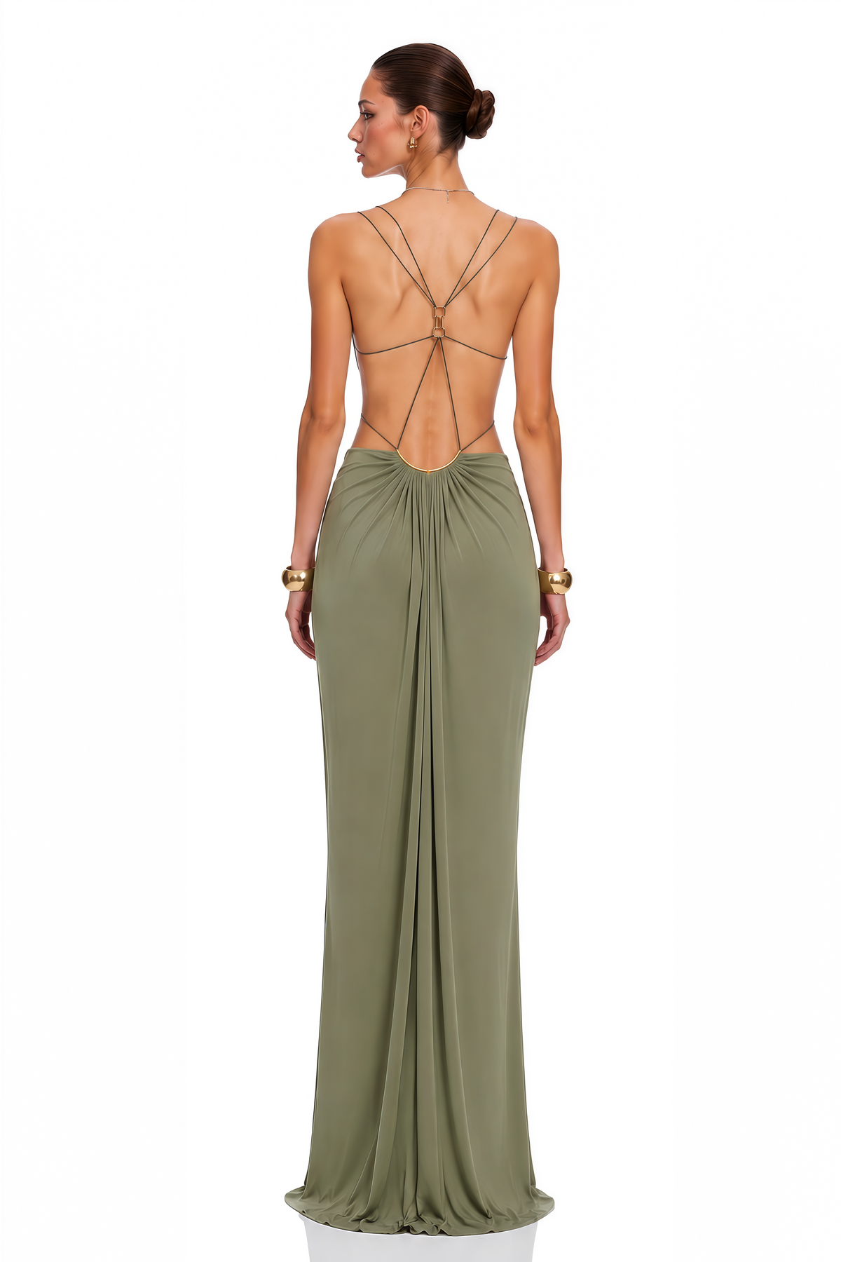 Matcha Green Cut-Out Halterneck Maxi Dress