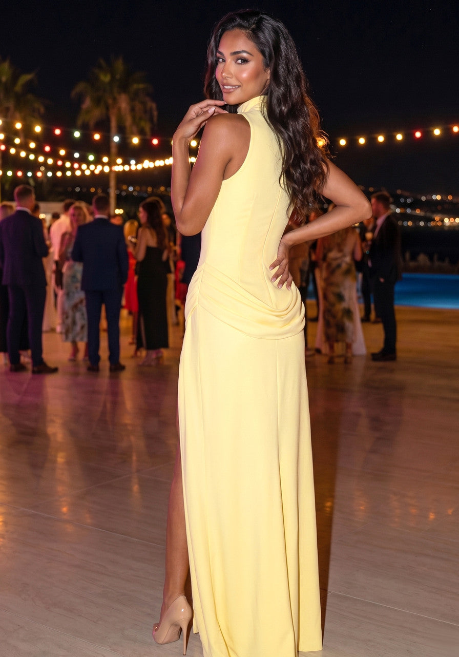 Draped Detail Maxi Dress Yellow