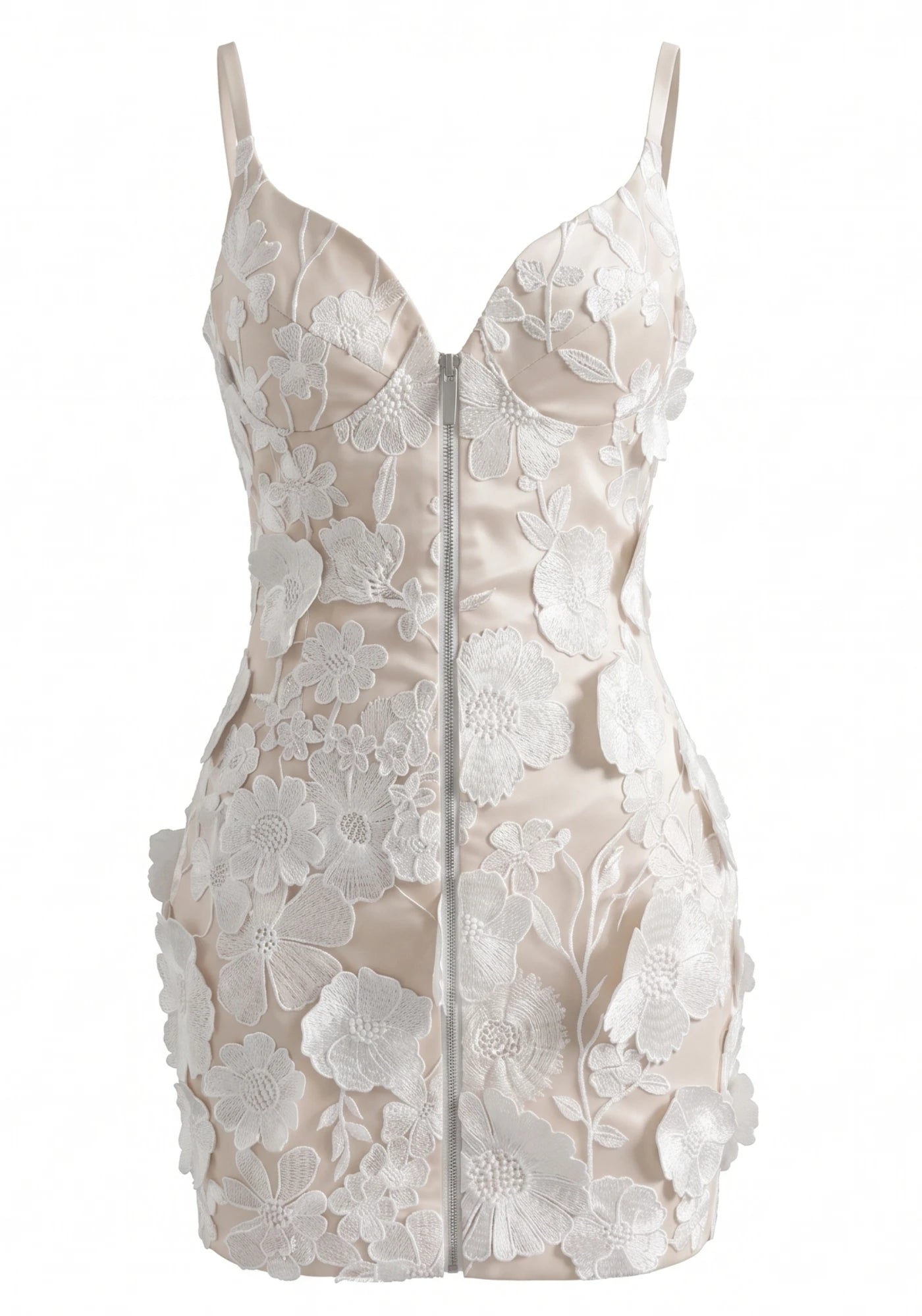 Floral Front Zipper Corset Dress Blush Pink