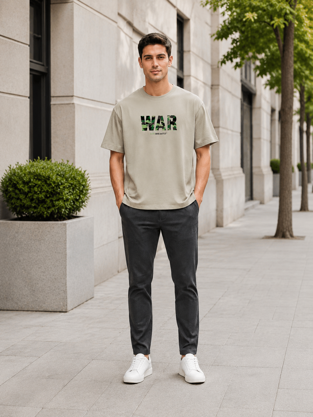 Men's Plus Size Letter Round Neck Short Sleeve T-Shirt