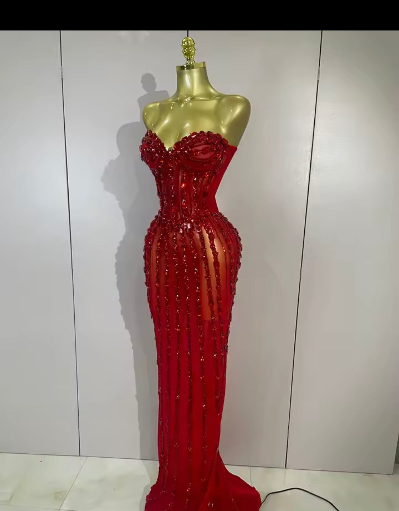 Strapless Mesh See Through Long Dress