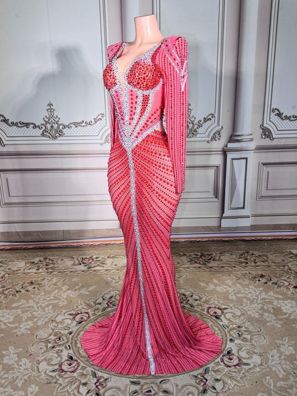 Rosé Radiance Crystal Gown
