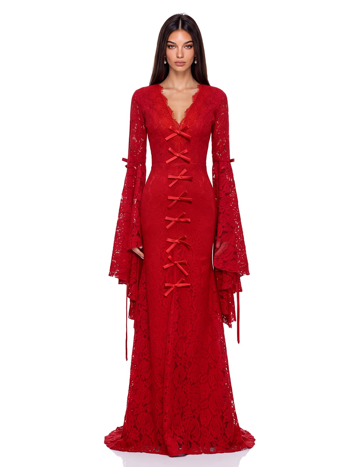 Becca V Neck Lace Maxi Dress