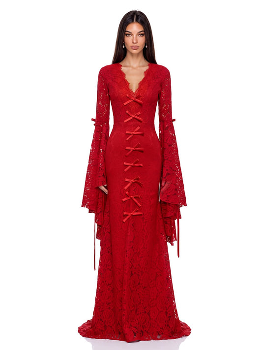 Becca V Neck Lace Maxi Dress