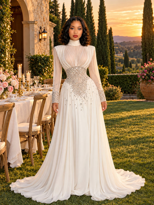 The white Crystal See-Through Gown