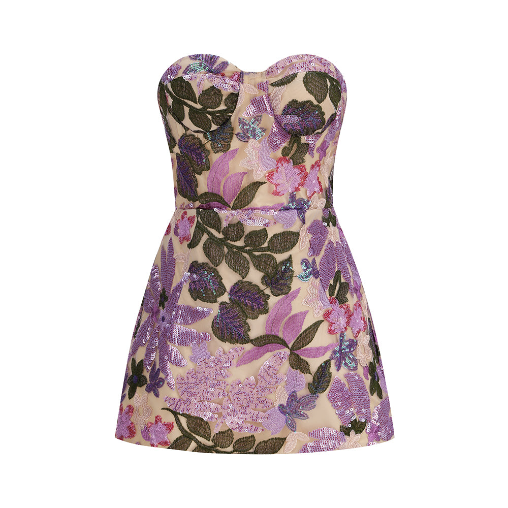Enchanted Bloom Sequin Mini Dress
