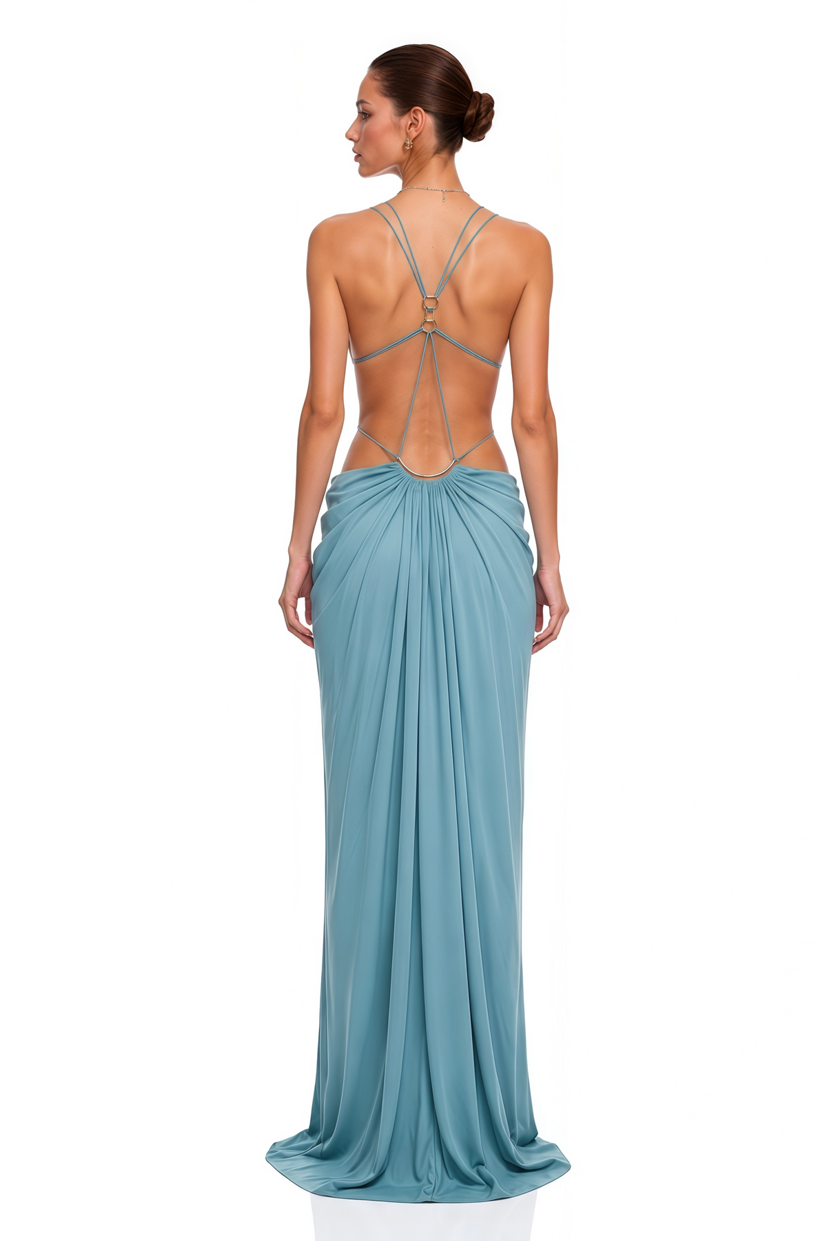 Blue Cut-Out Halterneck Maxi Dress