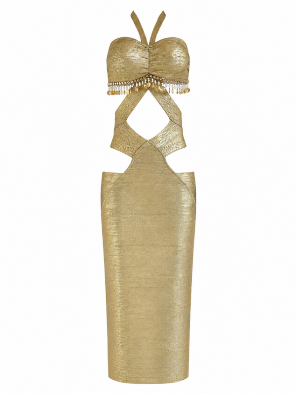 Golden Goddess Cutout Maxi Dress