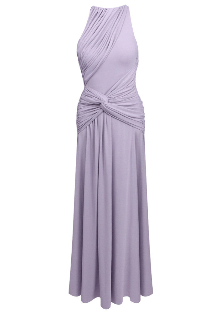 Draped A Line Maxi Dress Lavender