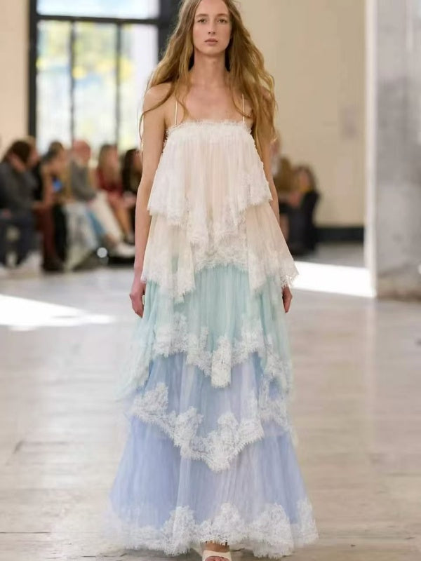 Coastal Dream Lace Maxi Dress blue