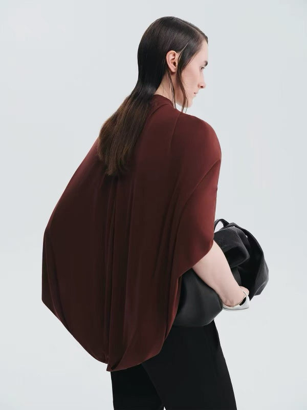 Bordeaux Draped Cape Top