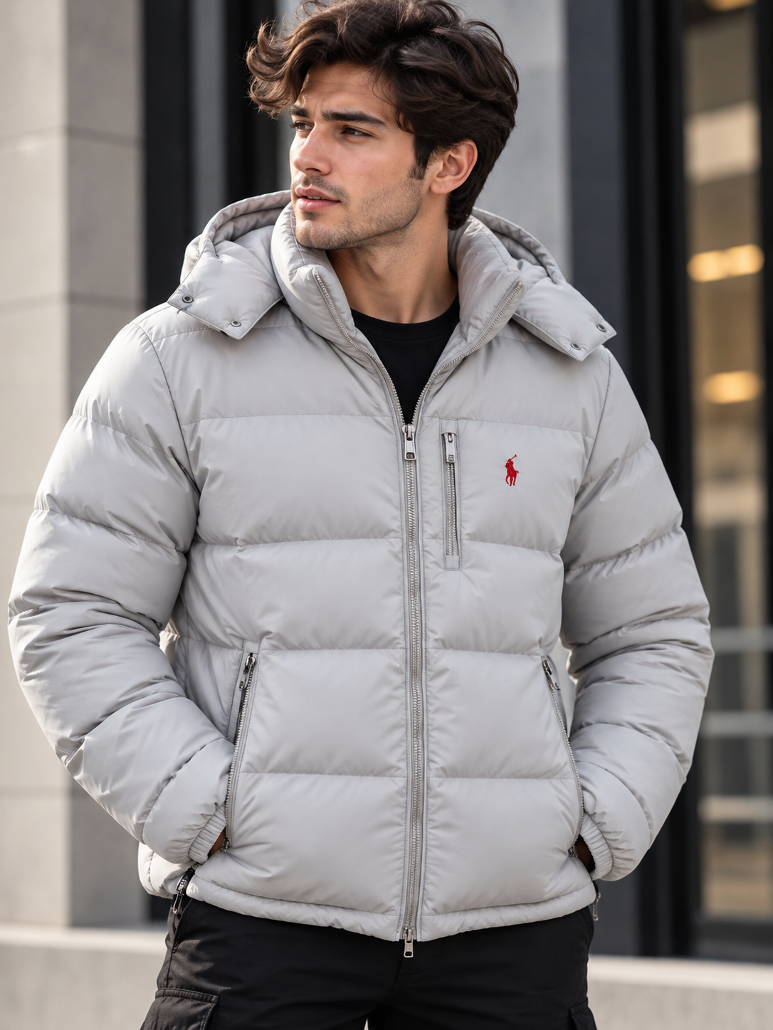 Men's Zip Up Hooded Puffer Jacket