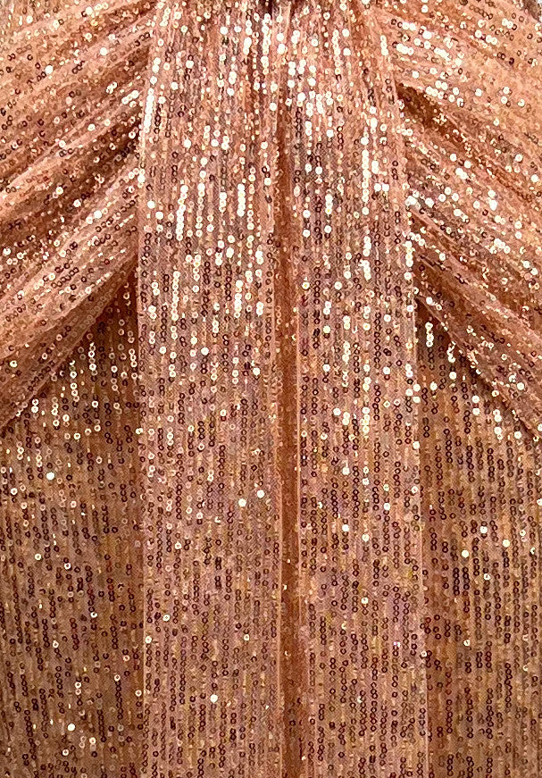 Strapless Bustier Sequin Maxi Dress Coral Pink