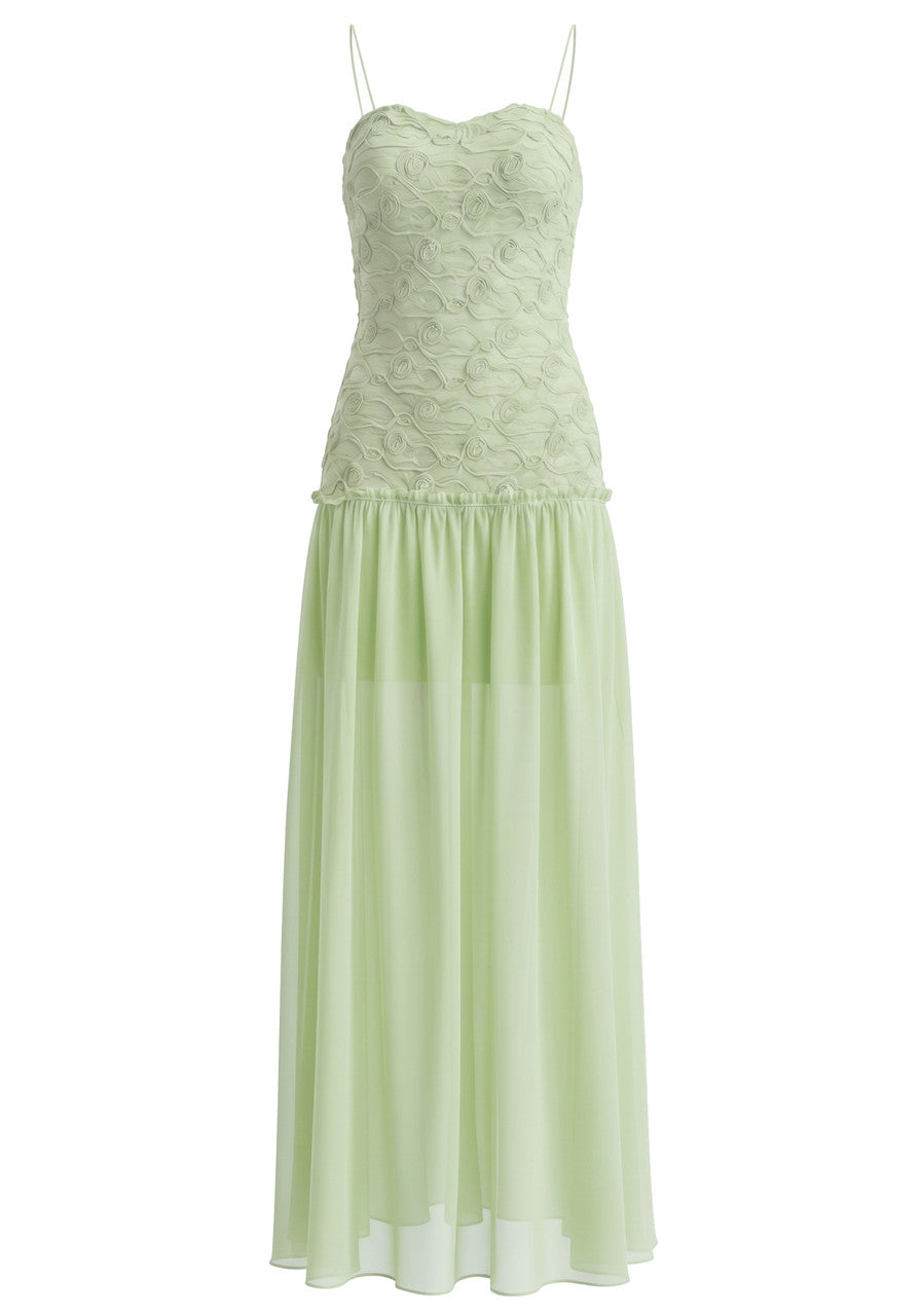 Floral A Line Maxi Dress Green