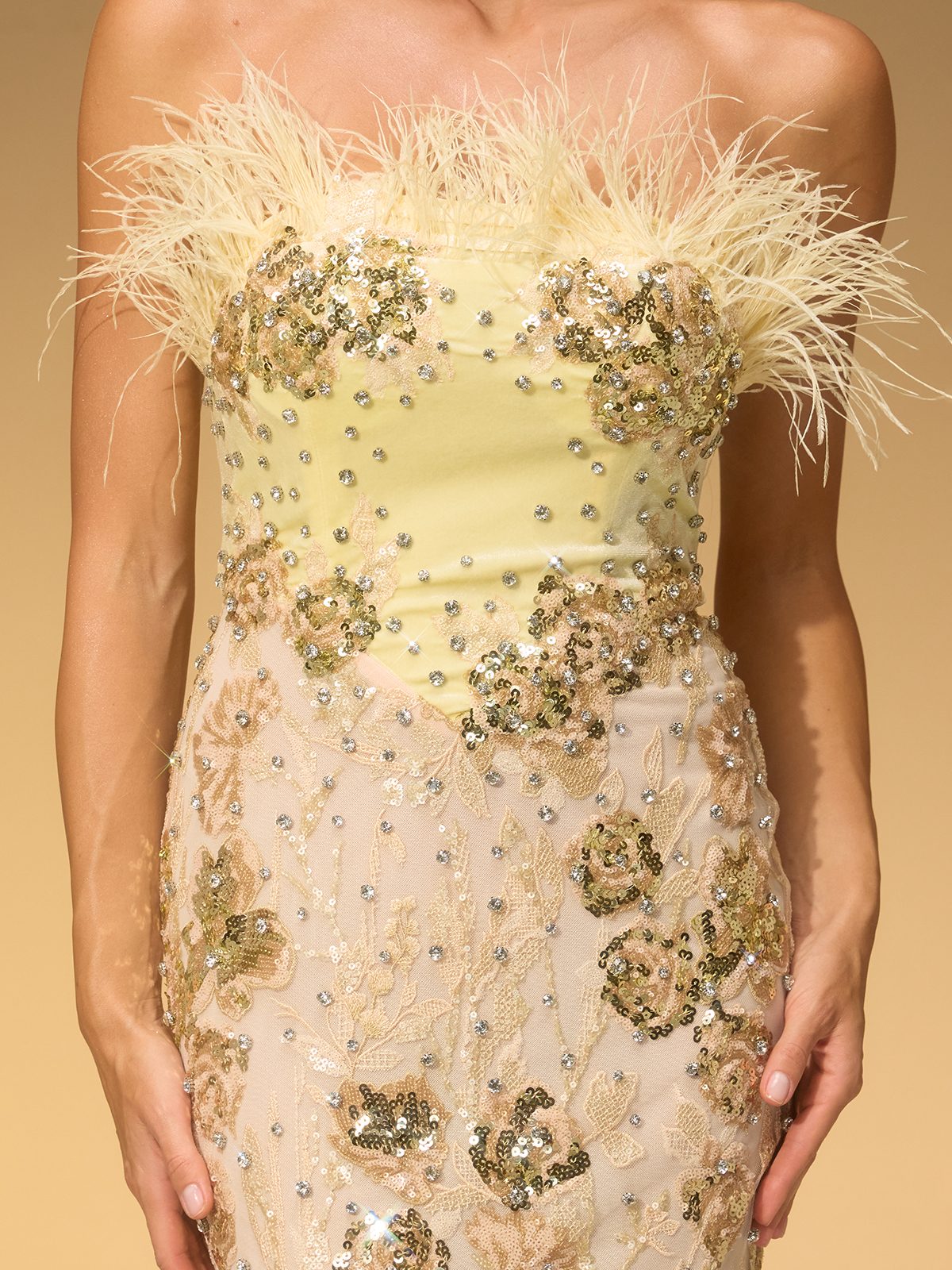 Ciresto Strapless Sequin Rhinestone Maxi Dress