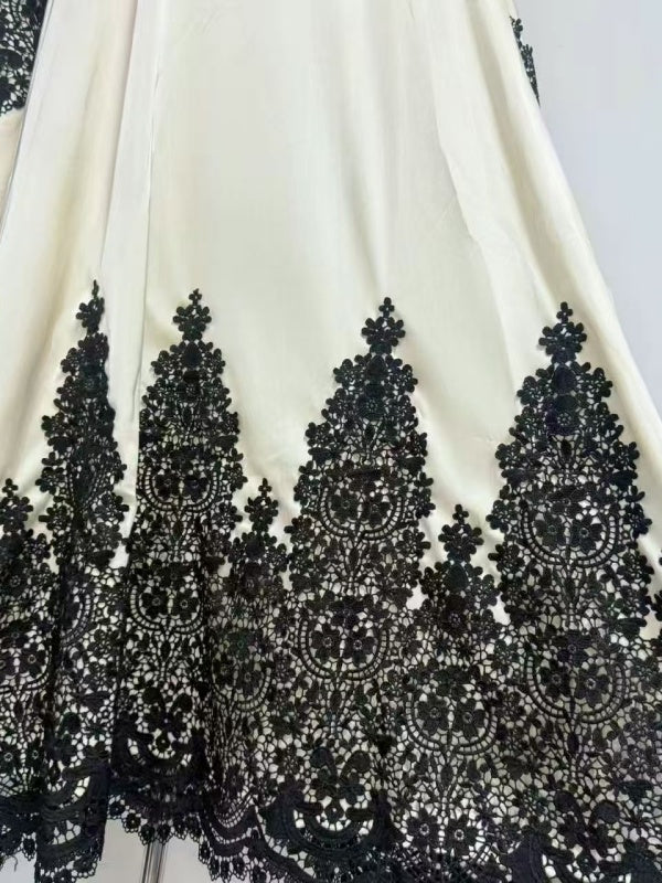 Ivory Noir Lace Cape Maxi Dress