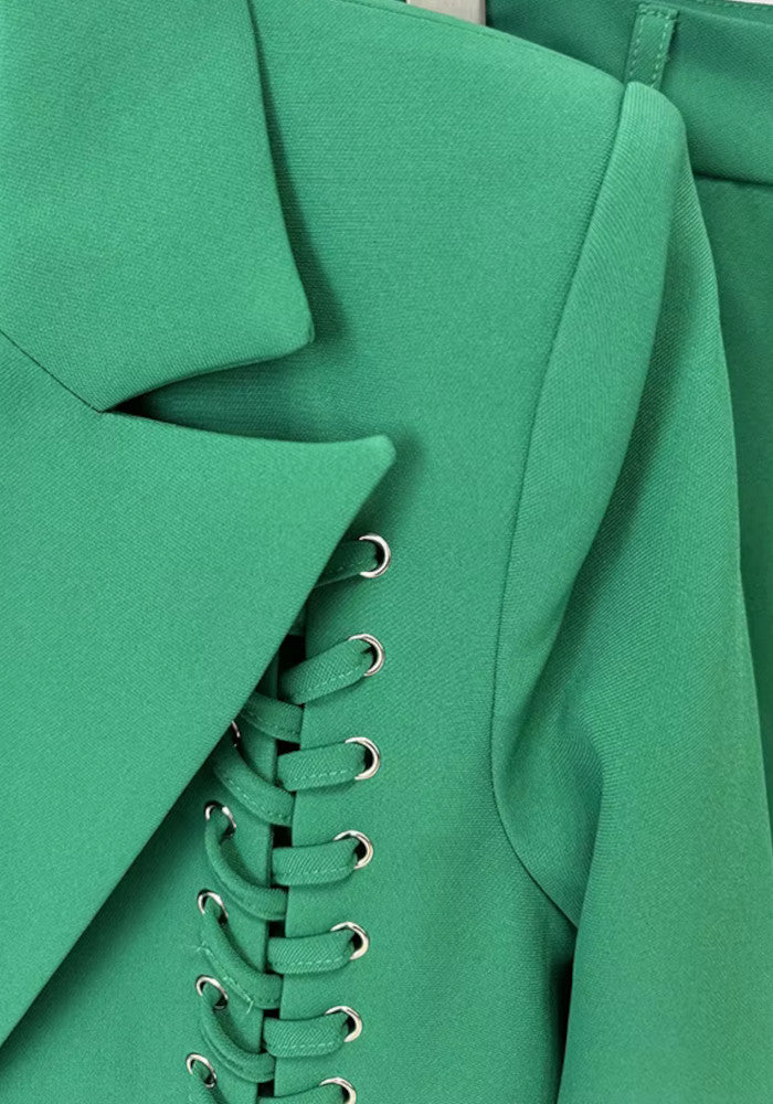 Lace Up Detail Suit Green