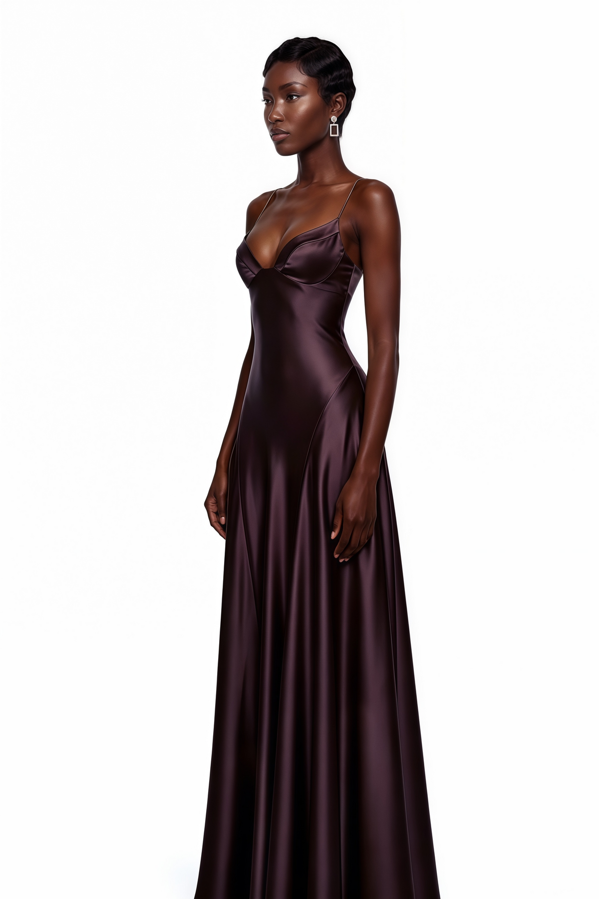 Midnight Plum Satin Gown