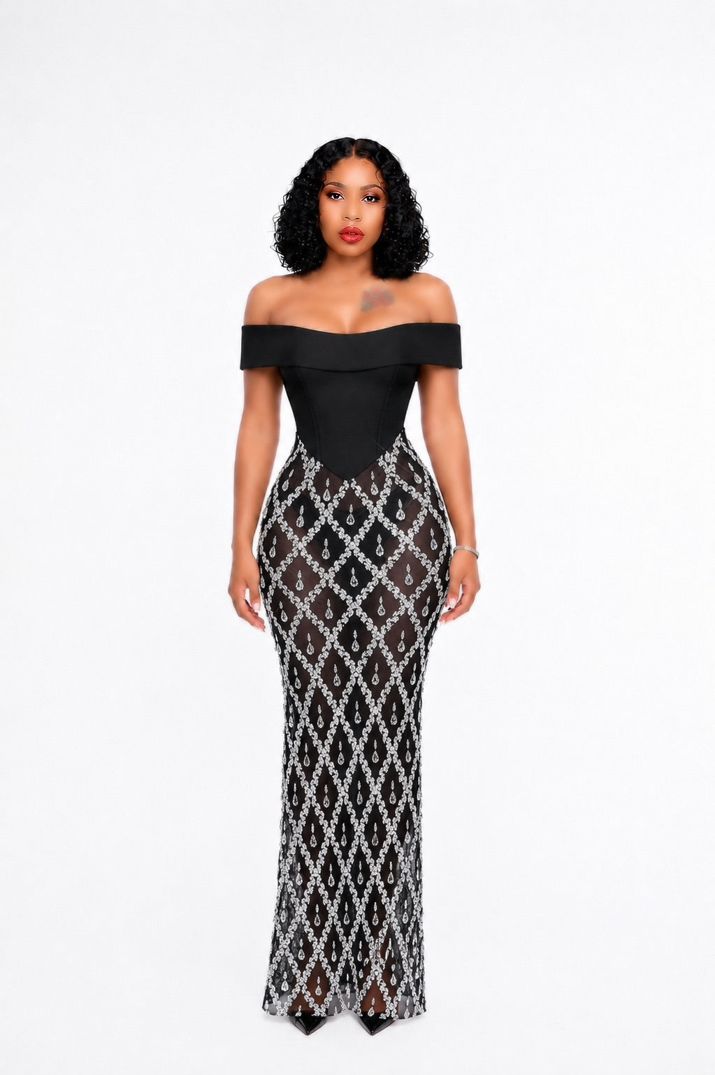 Bardot Crystal Embellished Maxi Dress Black