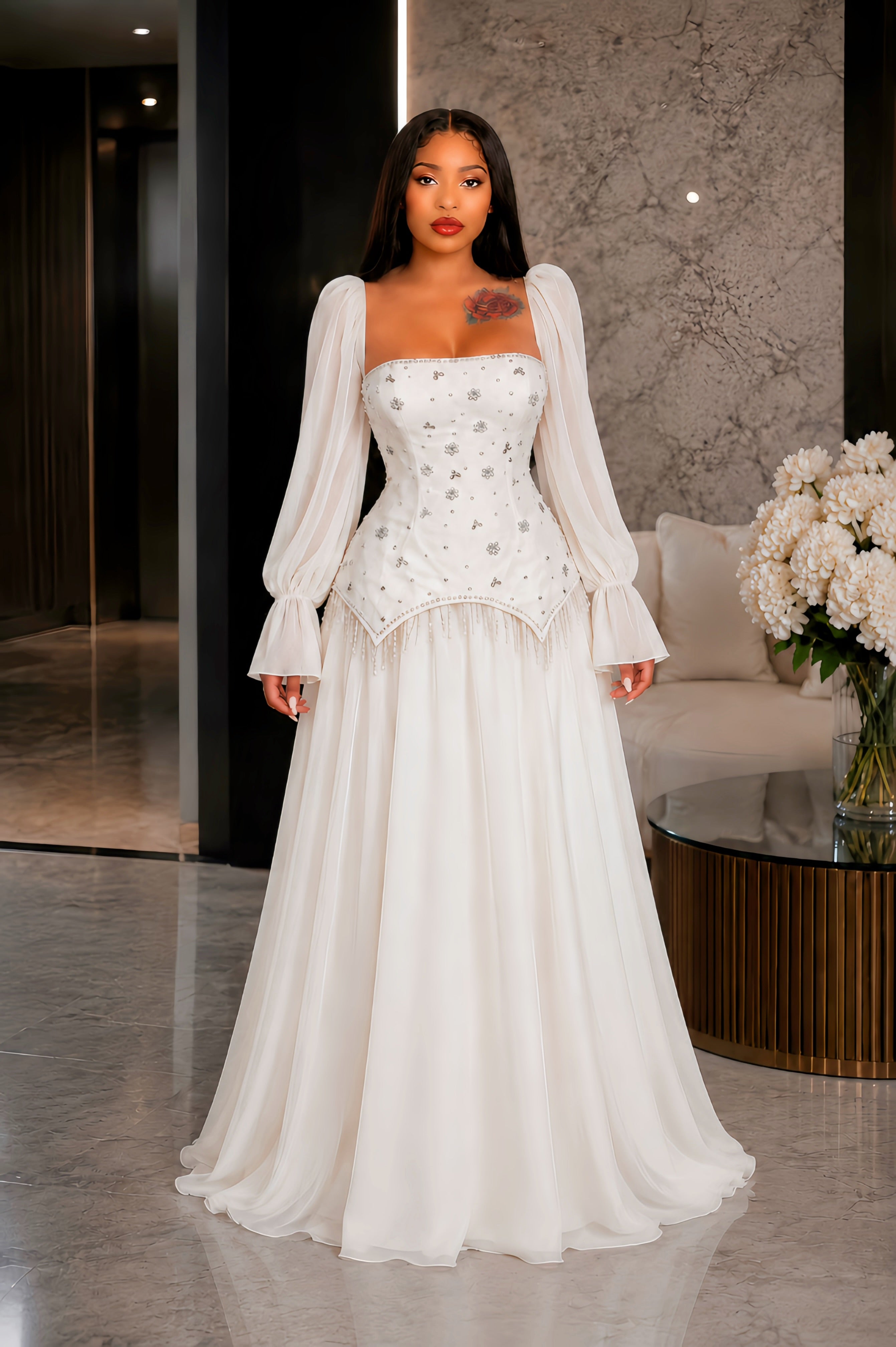 Seraphina Ivory Crystal Gown