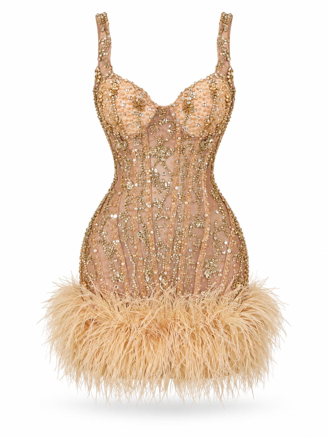 Aurelia Crystal Feather Mini Dress