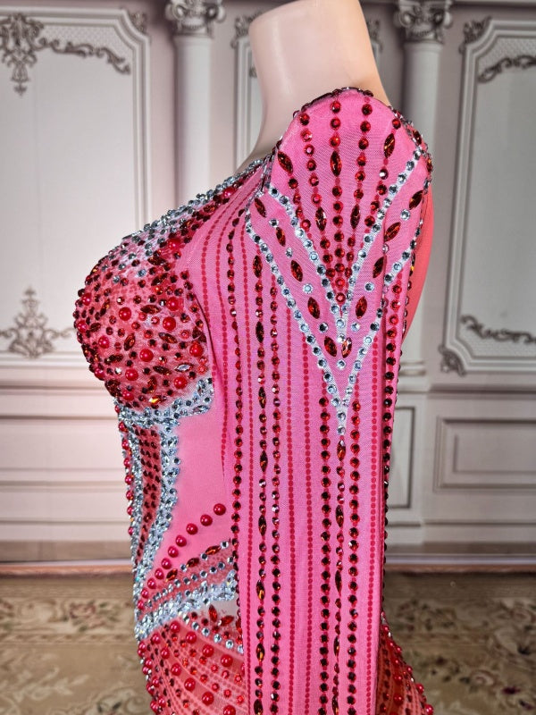 Rosé Radiance Crystal Gown